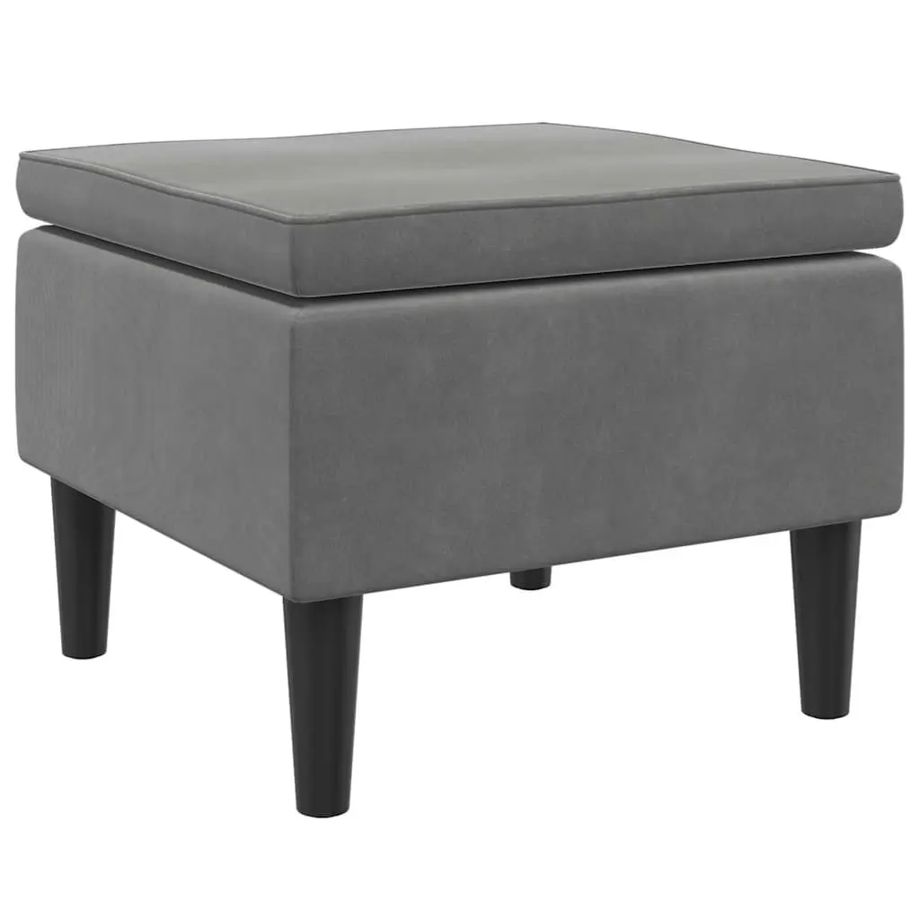 Stool Velvet Dark Grey Compact Wooden Legs Footrest Ottoman Seat