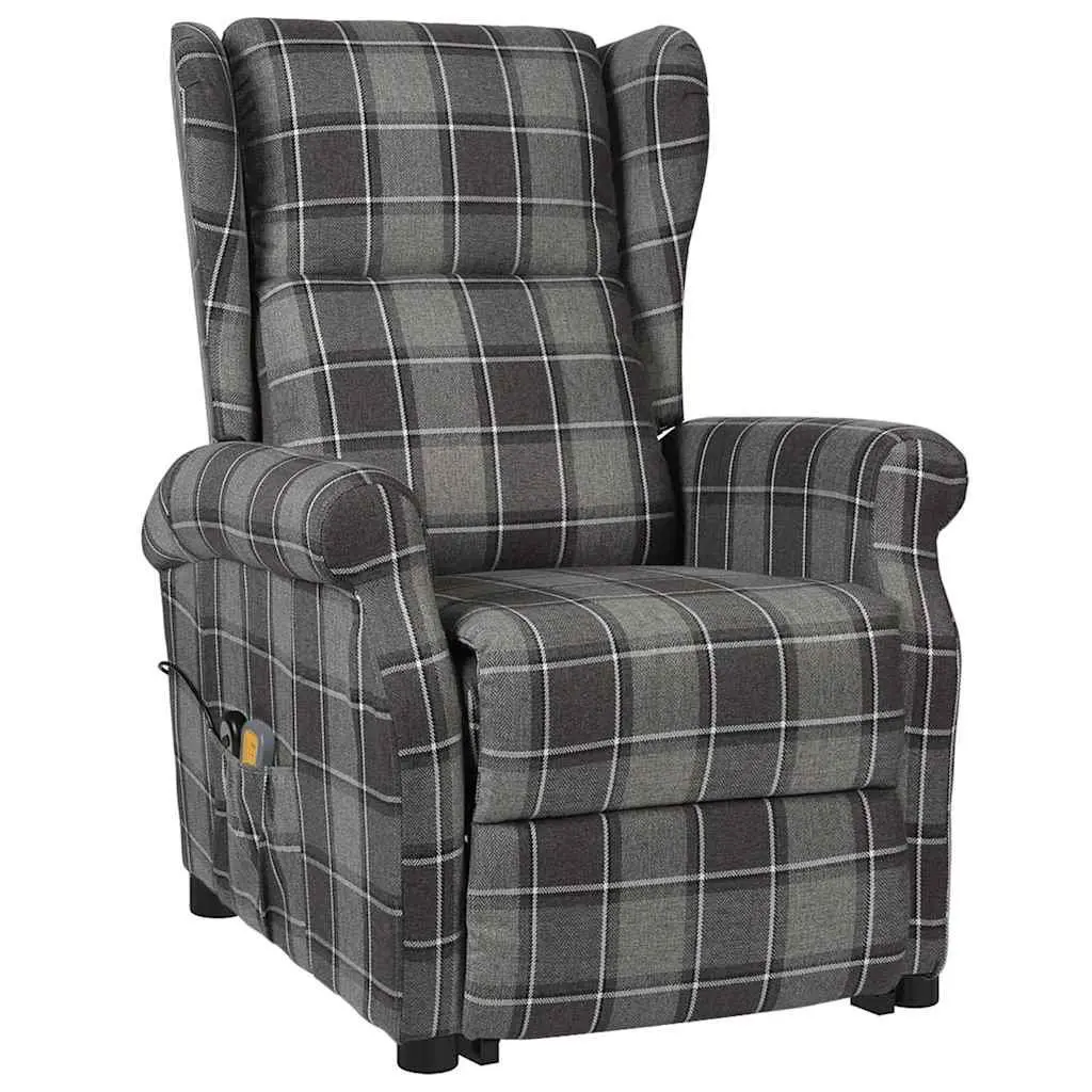 Stand Up Massage Chair Grey Fabric Recliner Lift Function Electric Vibration
