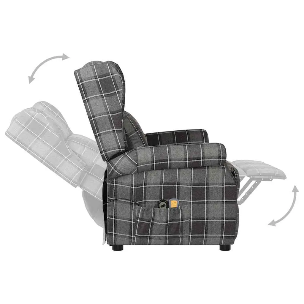 Stand Up Massage Chair Grey Fabric Recliner Lift Function Electric Vibration