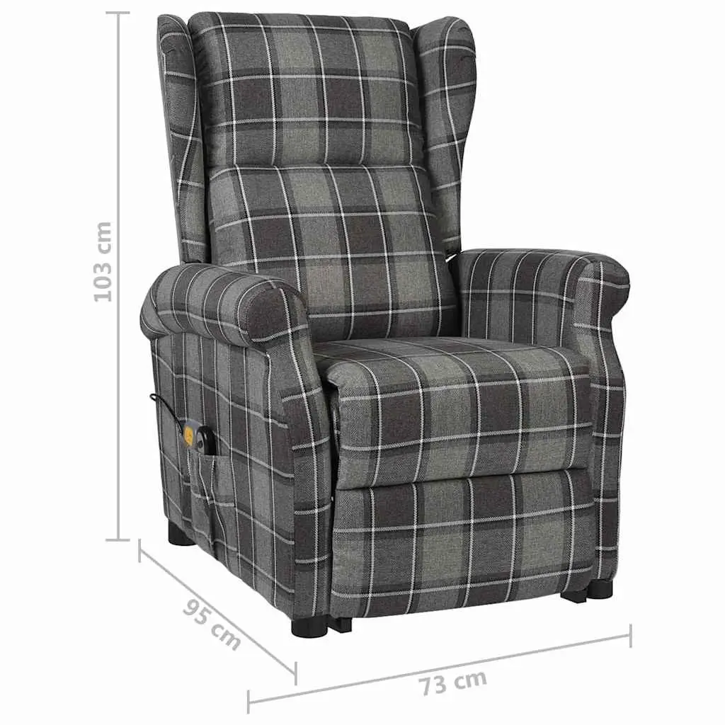 Stand Up Massage Chair Grey Fabric Recliner Lift Function Electric Vibration