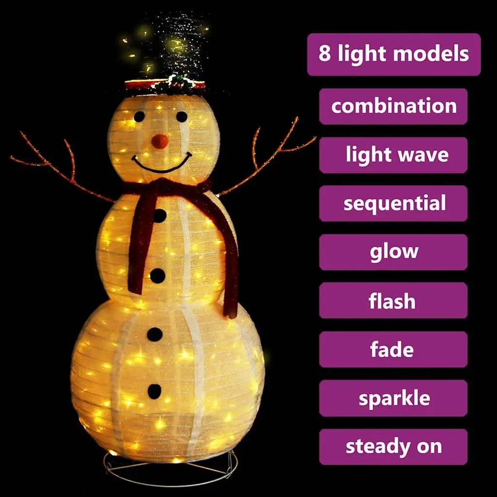 Snowman Decoration Figure Fabric 120cm LED Lights 8 Effects