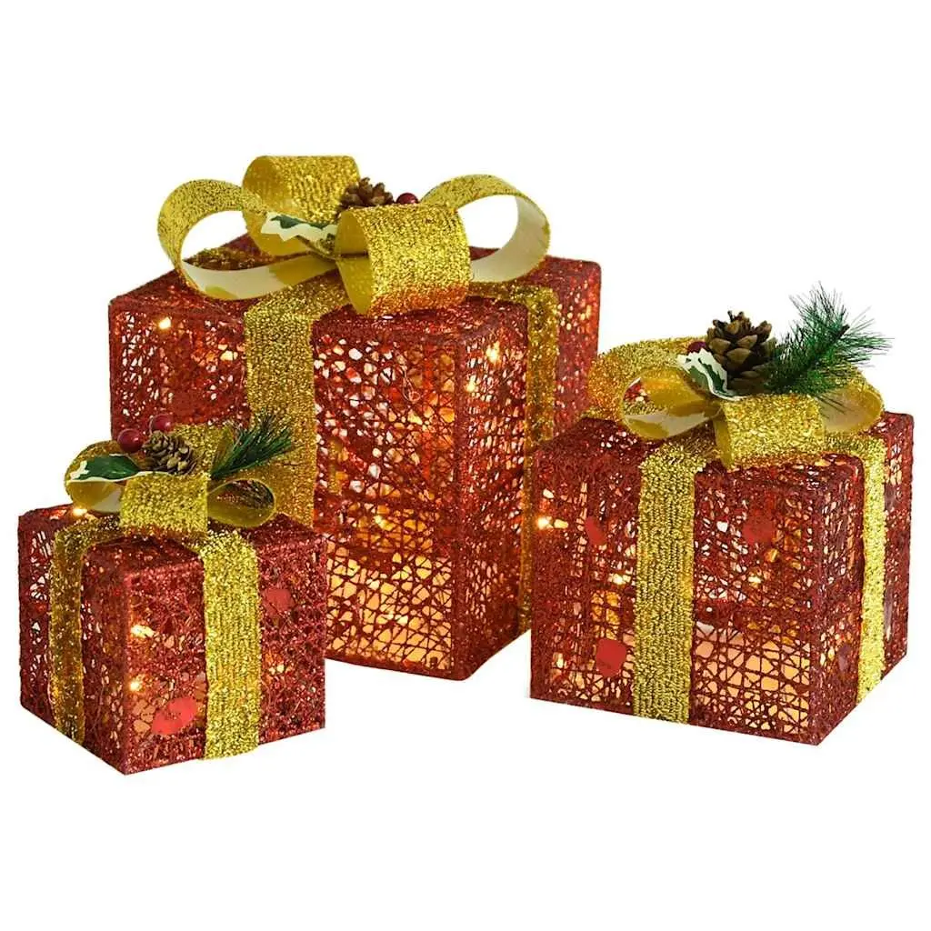 Red LED Gift Boxes for Holiday Decor