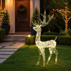 Outdoor Use: 128cm Acrylic Christmas Reindeer Decoration