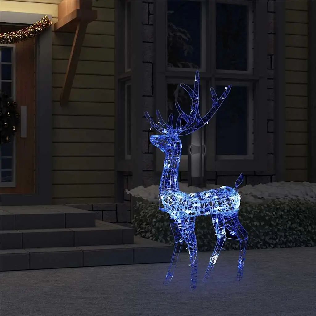 Acrylic Reindeer Christmas Decoration 128cm Blue with 140 LED Lights
