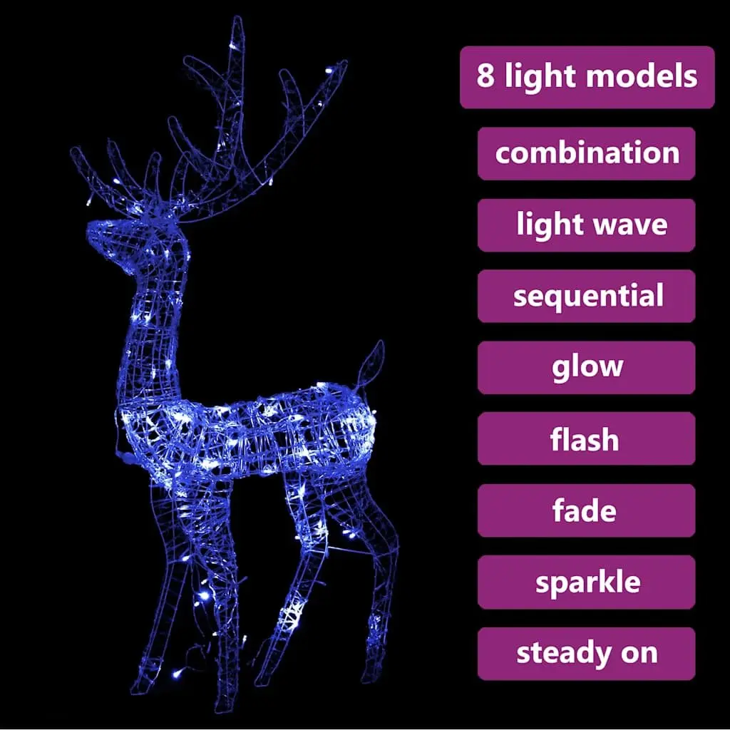 Acrylic Reindeer Christmas Decoration 128cm Blue with 140 LED Lights