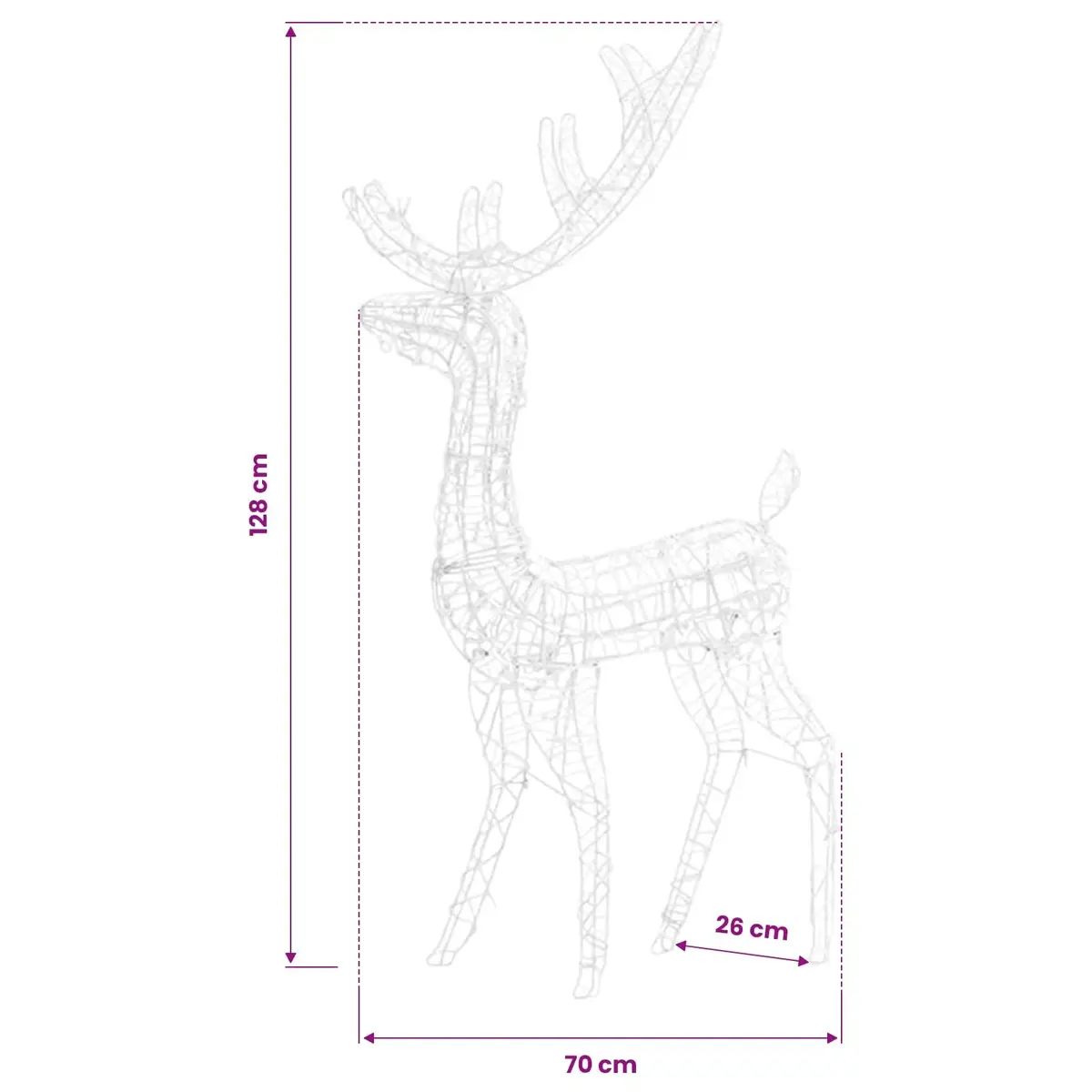 Acrylic Reindeer Christmas Decoration 128cm Blue with 140 LED Lights