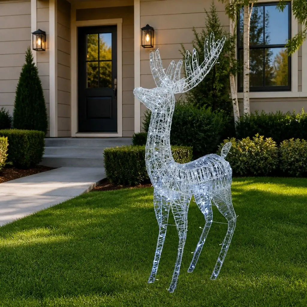XXL Acrylic Christmas Reindeer 250 LED Lights 180cm Cold White Standing