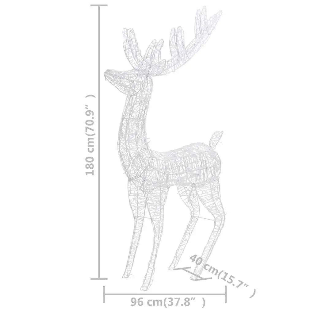 XXL Acrylic Christmas Reindeer 250 LED Lights 180cm Cold White Standing