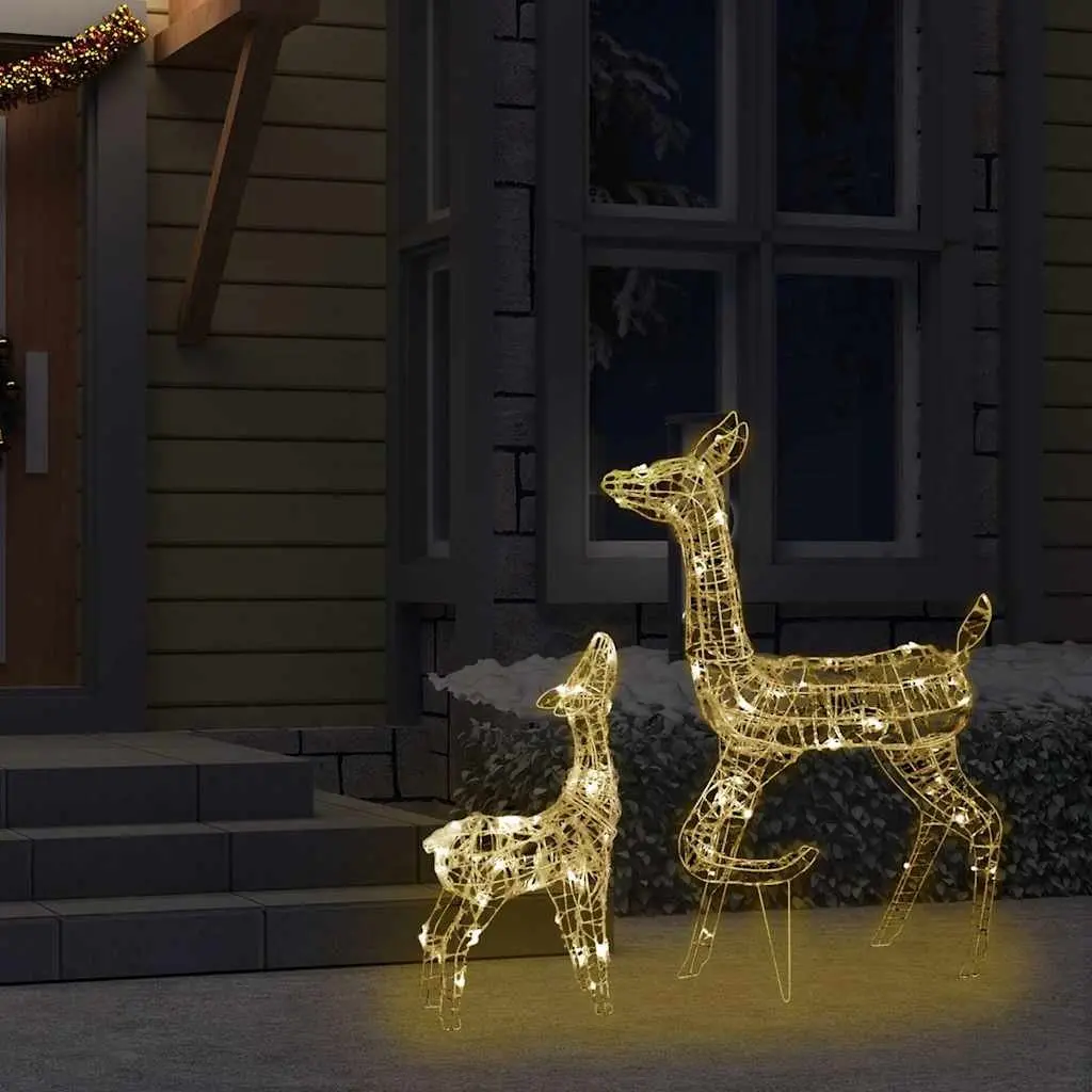 Acrylic Reindeer Family Christmas Decoration Warm White LED Lights 160 Lights 8 Effects