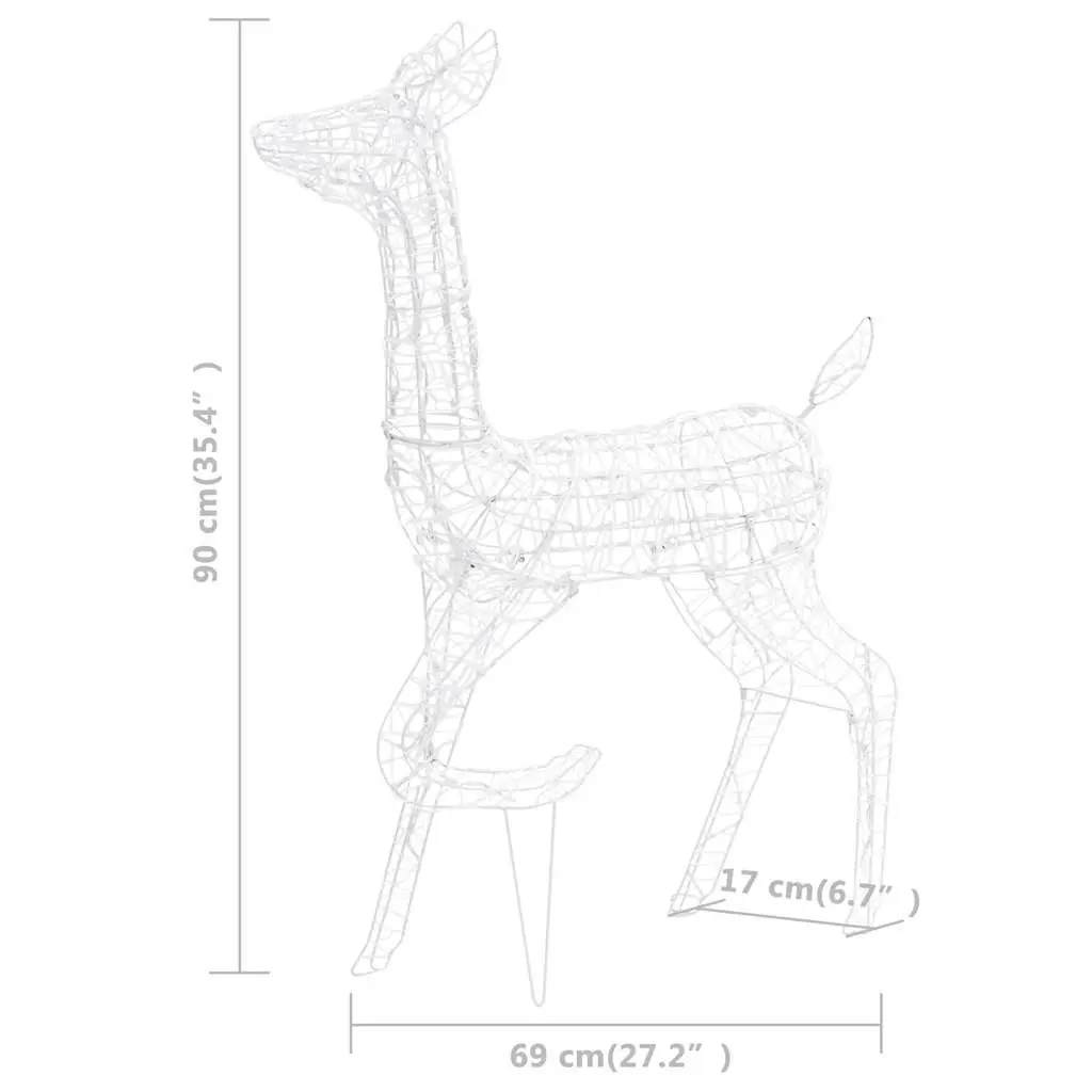 Acrylic Reindeer Family Christmas Decoration Warm White LED Lights 160 Lights 8 Effects