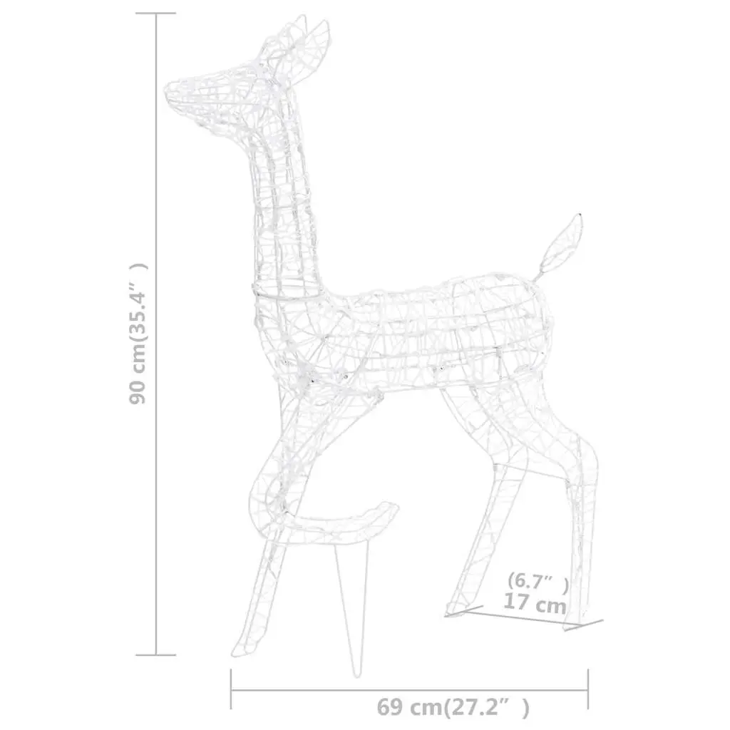 Acrylic Christmas Decoration Reindeer Family with 300 Cold White LED Lights Indoor Outdoor