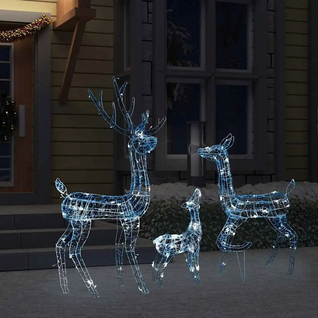 Acrylic Christmas Decoration Reindeer Family with 300 Cold White LED Lights Indoor Outdoor