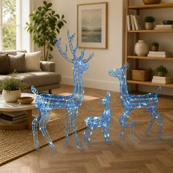 Versatile Blue Acrylic Reindeer Family for Holiday Decor