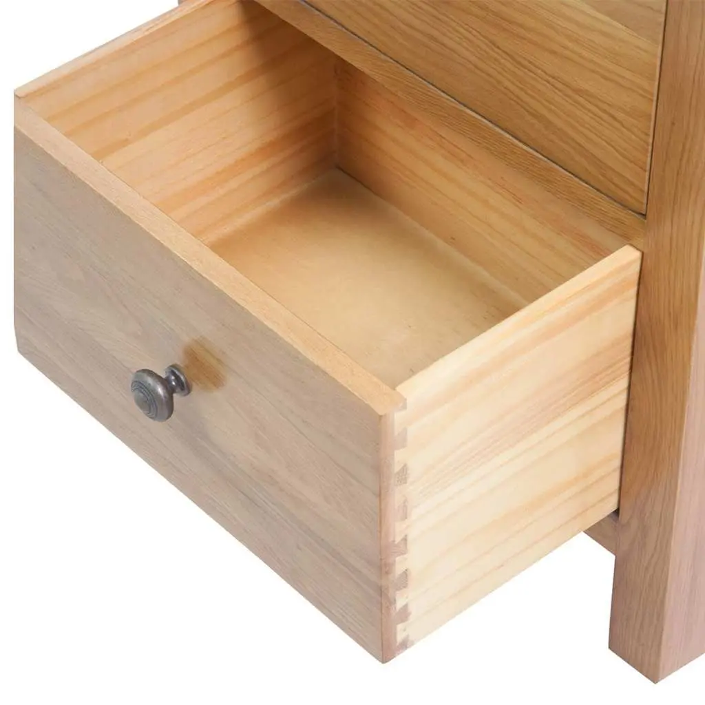 Tall Oak Wood Storage Cabinet 5 Drawer Extra Tall 45x32x110 cm Brown Furniture for Bedroom Living Room Hallway