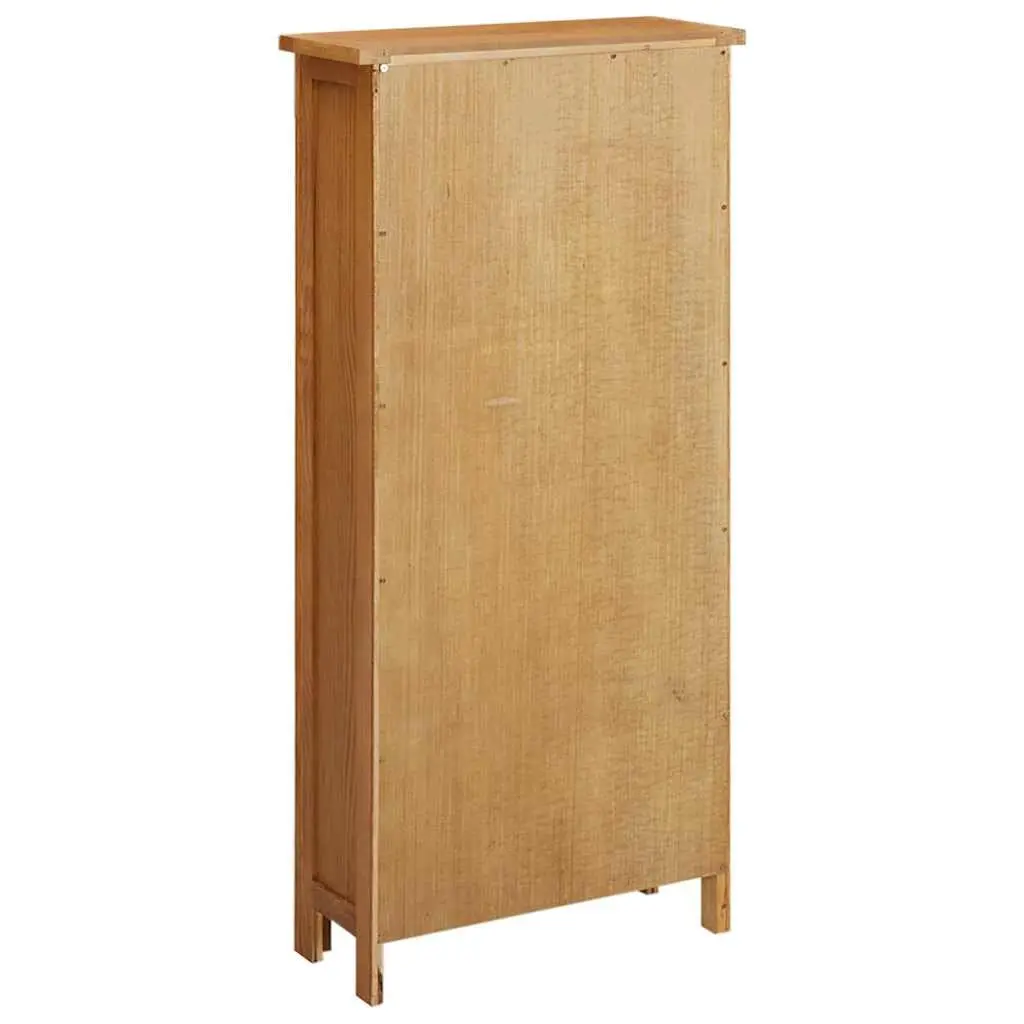 Solid Oak Wood Storage Cabinet 50x22x110 cm Brown Bedroom Living Room Organizer