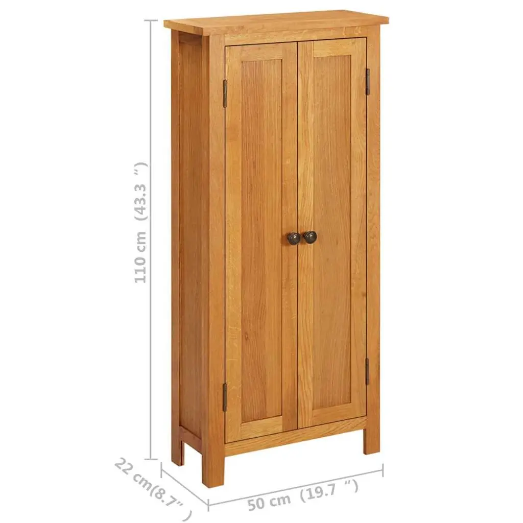 Solid Oak Wood Storage Cabinet 50x22x110 cm Brown Bedroom Living Room Organizer