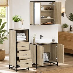 3-Piece Bathroom Furniture Set with Mirror