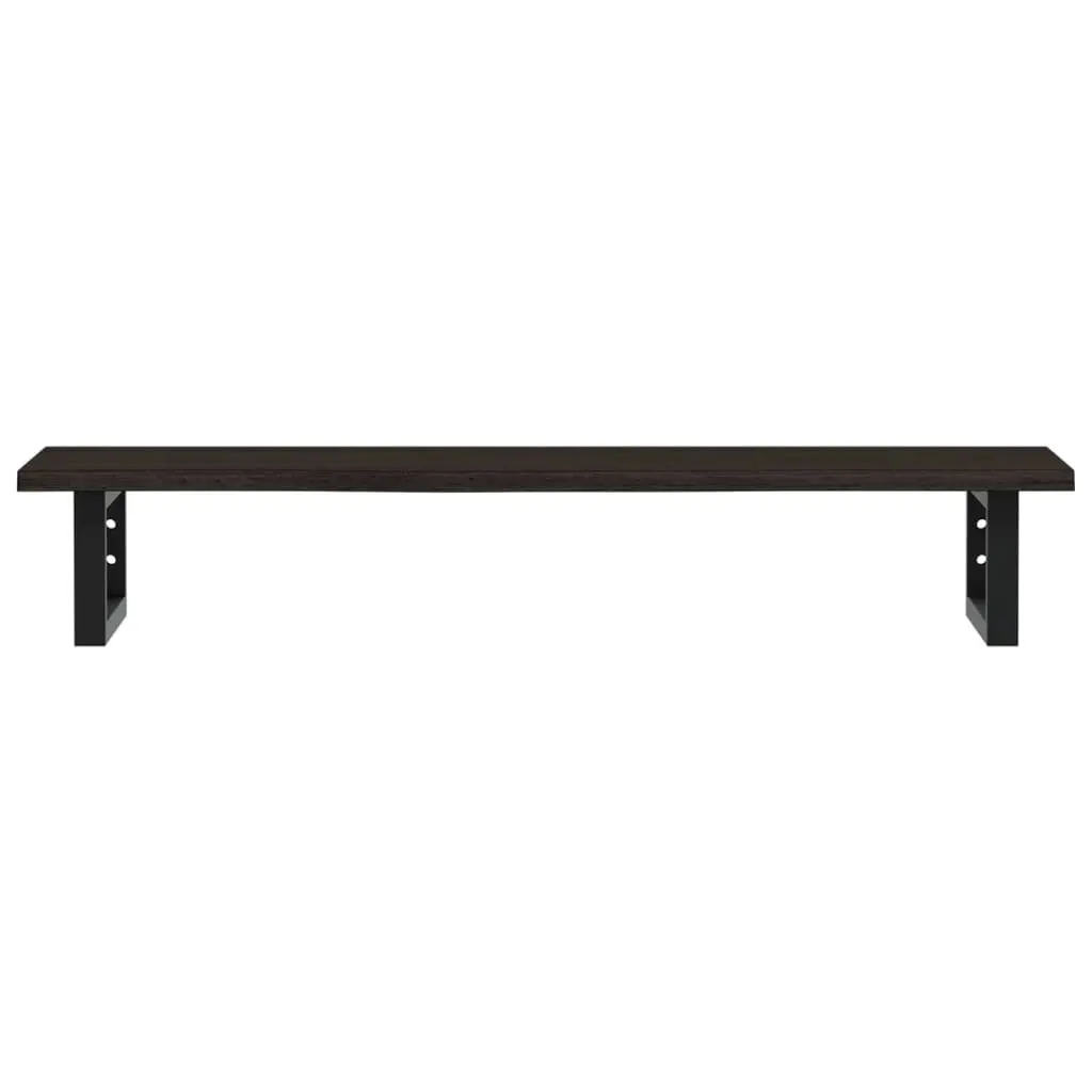 Bathroom Shelf Floating Storage Cabinet Steel with Oak Top Wall Mounted Brown