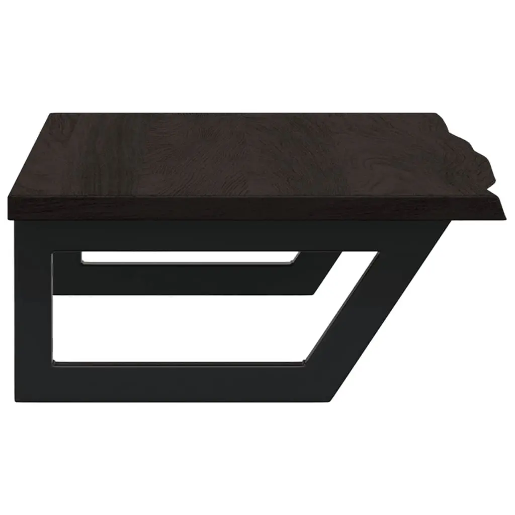 Wall Mounted Basin Shelf Bathroom Vanity Steel Brown Oak Wood Countertop Storage