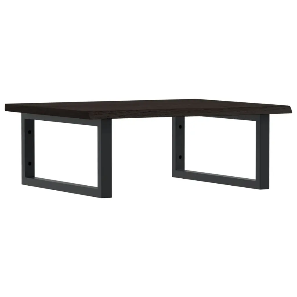 Wall Mounted Basin Shelf Brown Bathroom Vanity Storage Steel and Solid Oak Wood