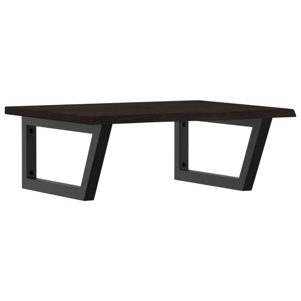 Basin Shelf Unit Wall Mounted Storage Steel Structure Solid Oak Wood Brown