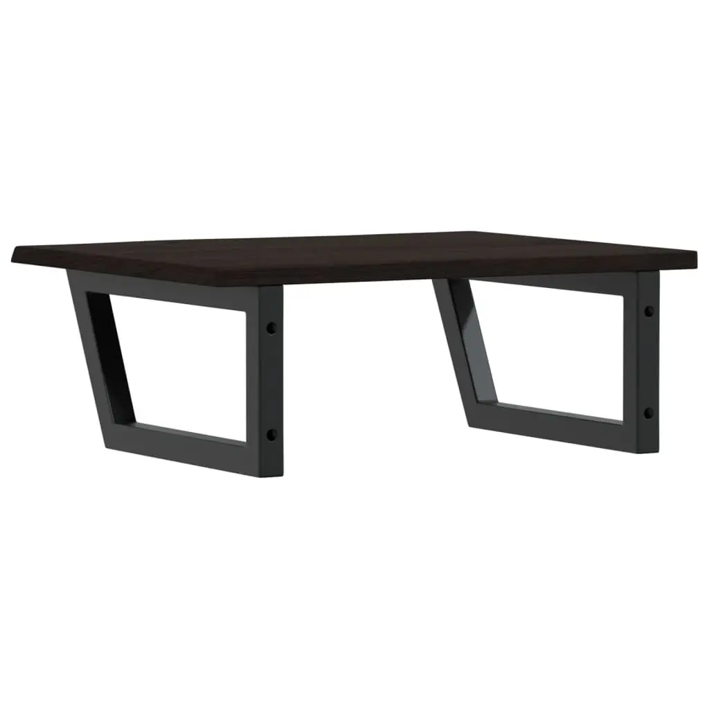 Basin Shelf Unit Wall Mounted Storage Steel Structure Solid Oak Wood Brown