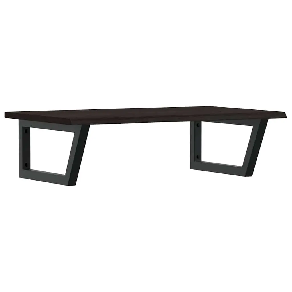 Wall Mounted Basin Shelf Steel Oak Wood Brown Floating Bathroom Vanity Storage