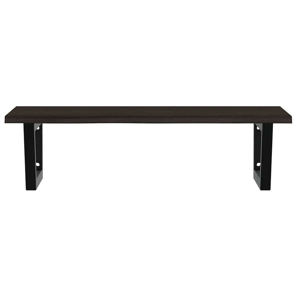 Wall Mounted Basin Shelf Steel Oak Wood Brown Floating Bathroom Vanity Storage