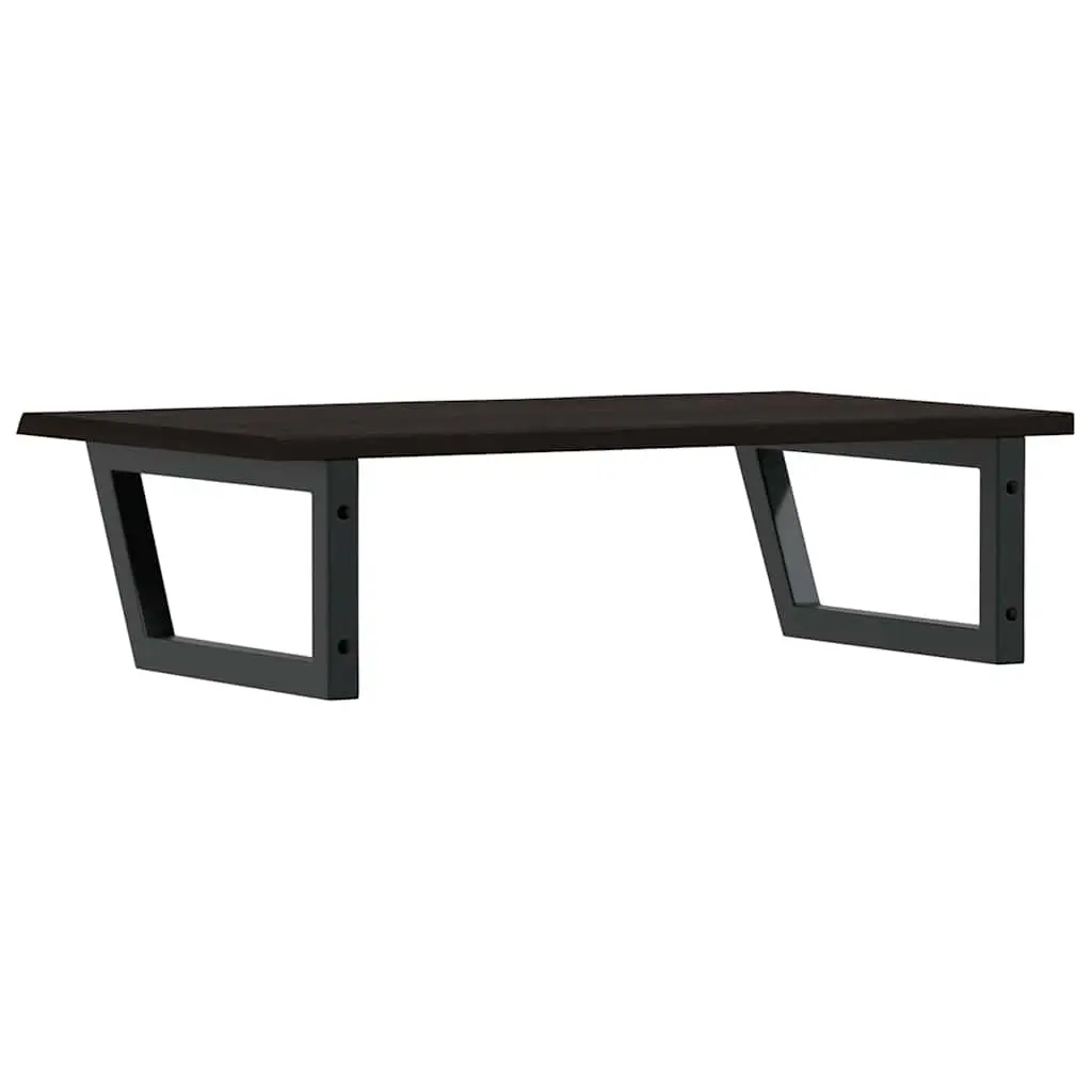 Wall Mounted Basin Shelf Steel Oak Wood Brown Floating Bathroom Vanity Storage