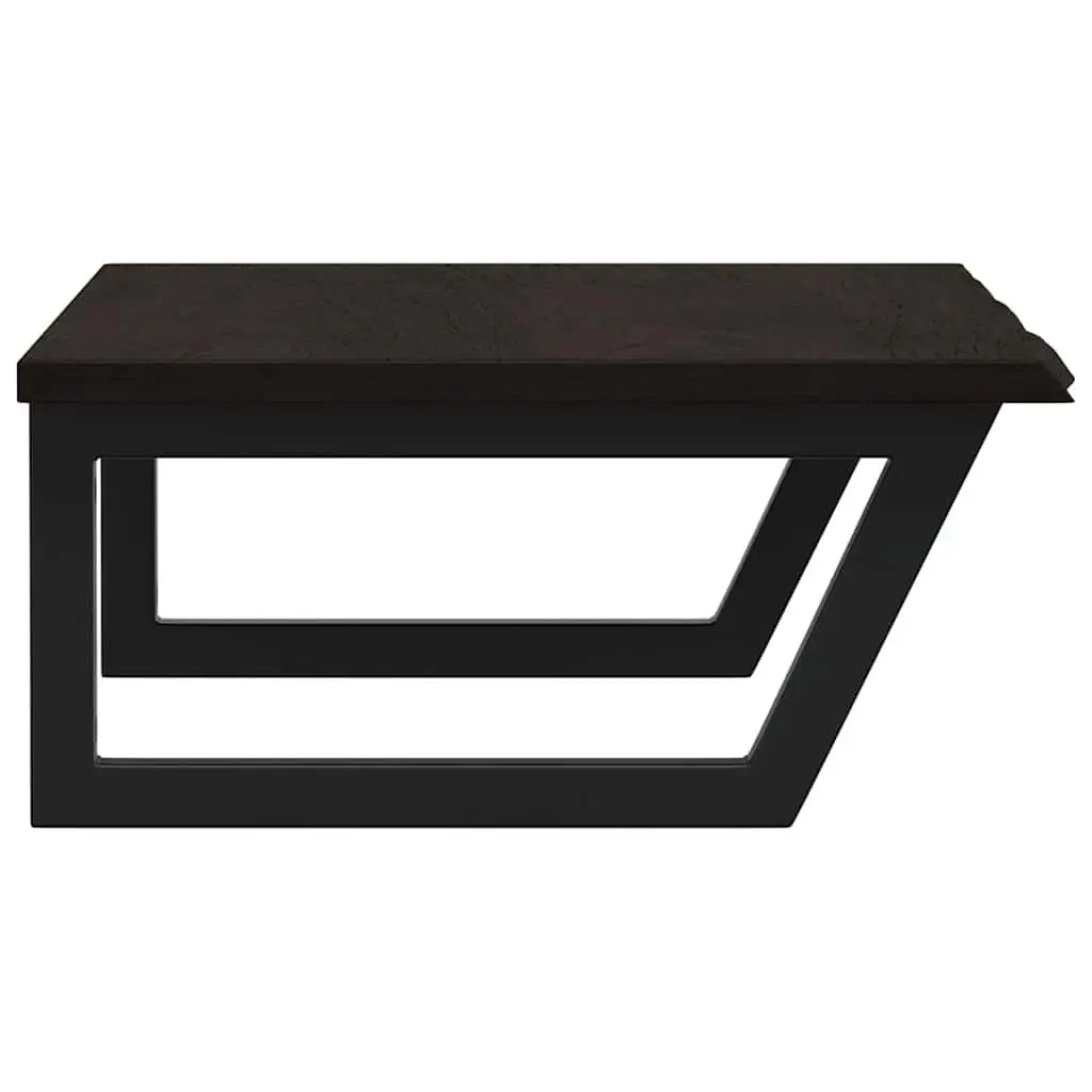 Wall Mounted Basin Shelf Steel Oak Wood Brown Floating Bathroom Vanity Storage