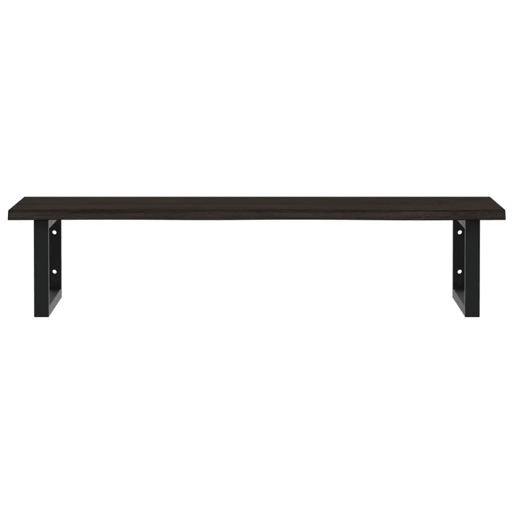Floating Bathroom Vanity Unit Oak Wood Top Steel Wall Mounted Shelf Storage Brown