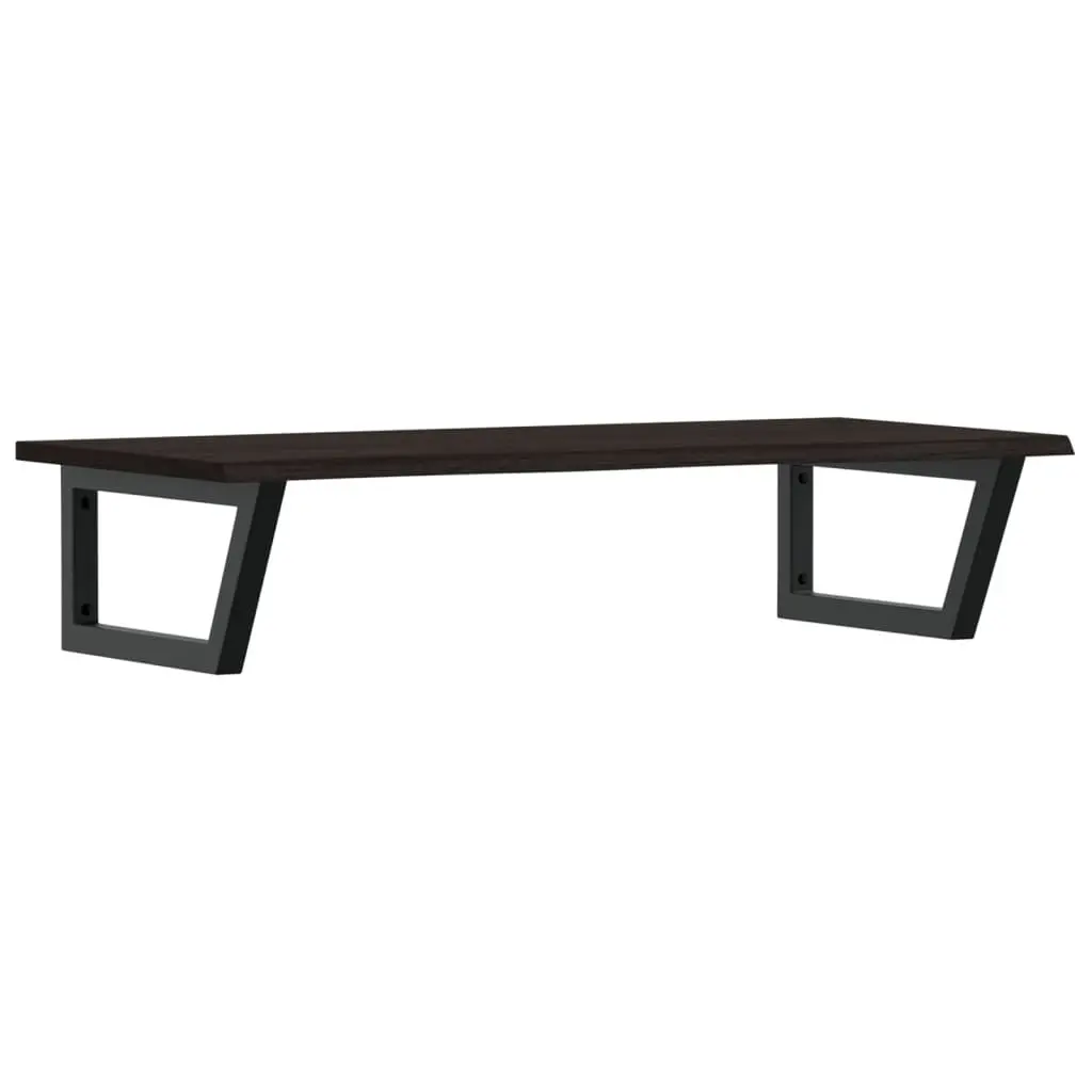 Wall Mounted Basin Shelf Steel Oak Wood Brown Floating Bathroom Vanity Storage