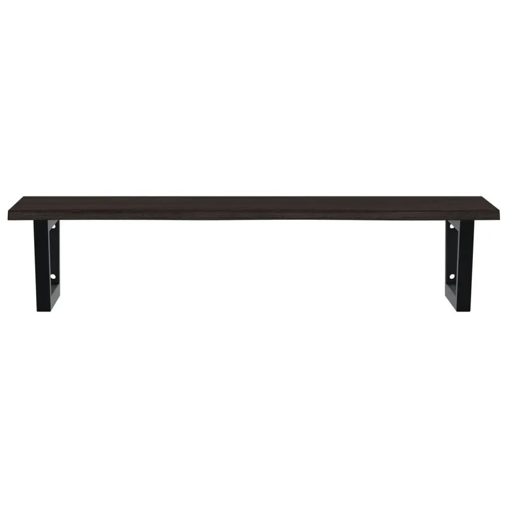 Wall Mounted Basin Shelf Steel Oak Wood Brown Floating Bathroom Vanity Storage