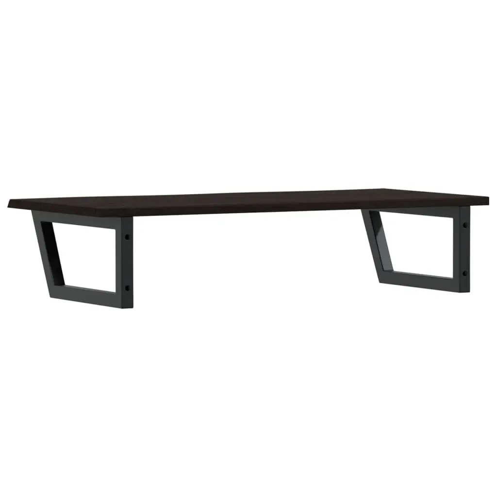 Wall Mounted Basin Shelf Steel Oak Wood Brown Floating Bathroom Vanity Storage