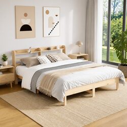 Versatile Pine Bed Frame for Cozy Living Spaces