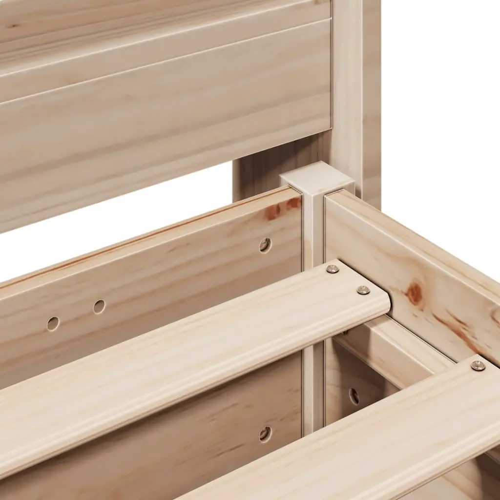 Solid Wood Pine Bed Frame 135x190cm Brown Slatted Base Headboard Storage Shelves