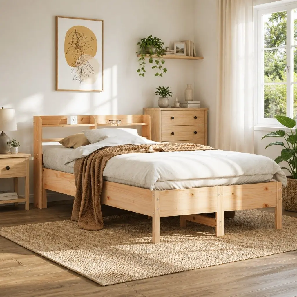 Solid Wood Bed Frame for Home Use