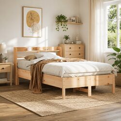 Versatile Solid Wood Bed Frame for Home Use