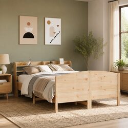 Practical Solid Wood Pine Bed Frame for Everyday Use