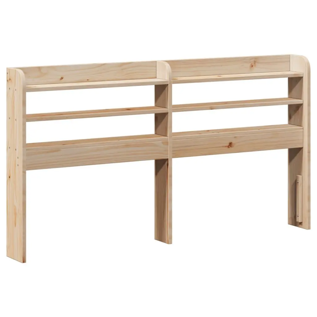 Bed Frame 135x190 cm Solid Pine Wood Slatted Base Headboard with Storage Shelves