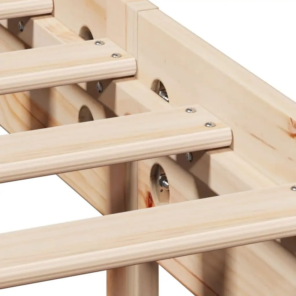 Solid Wood Pine Bed Frame 150x200 cm with Headboard Storage Shelves Slatted Base