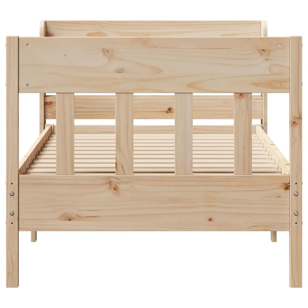 Solid Wood Pine Bed Frame 90x190 cm Brown with Headboard and Storage Shelves