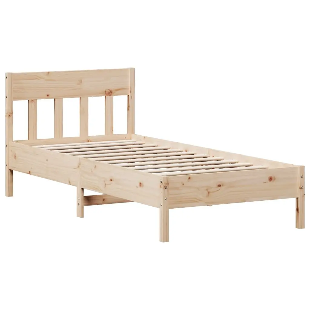 Solid Wood Pine Bed Frame 90x190 cm Brown with Headboard and Storage Shelves