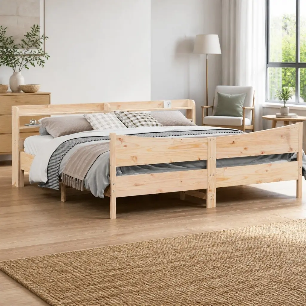 Bed Frame with Slatted Base and Storage 180x200cm