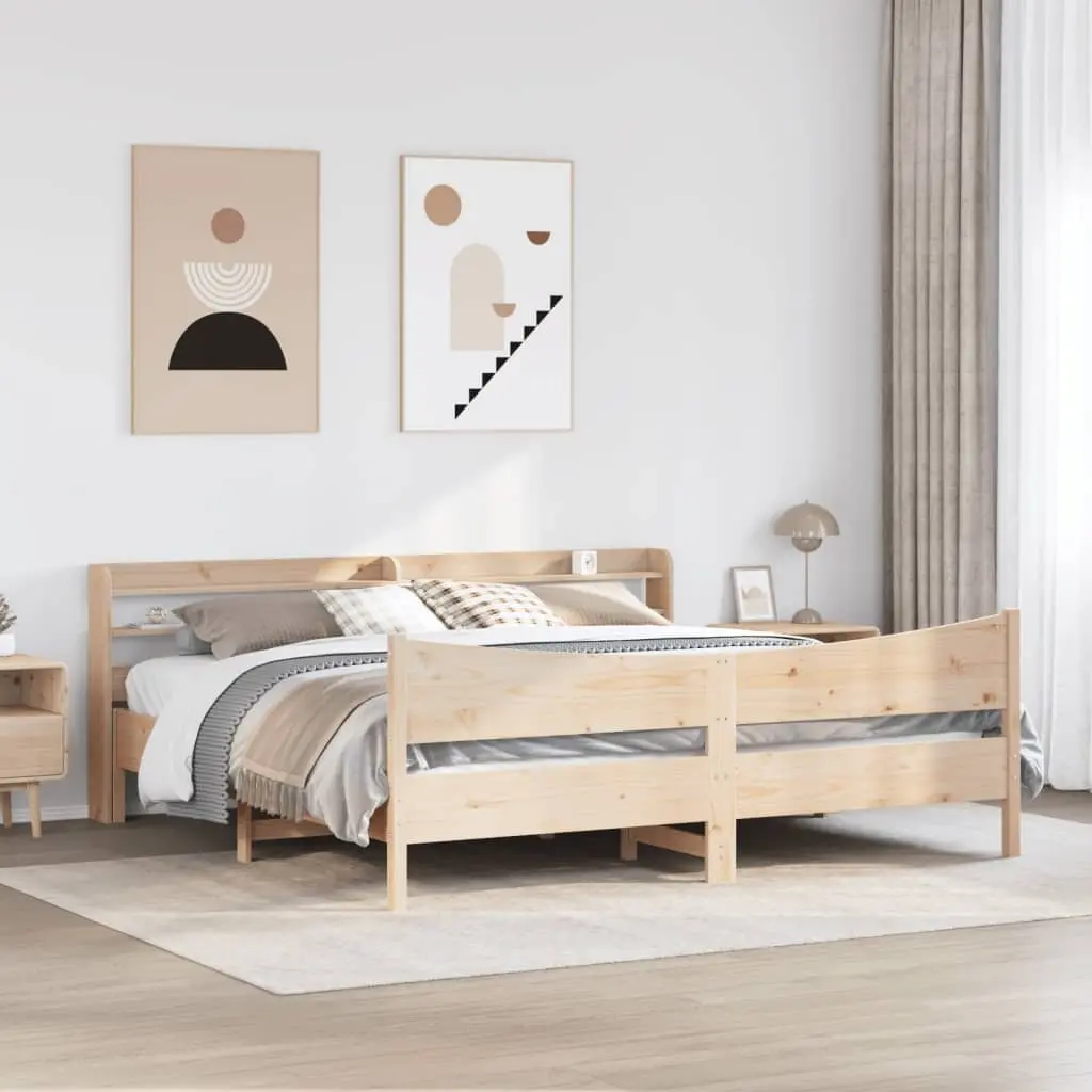 Bed Frame with Slatted Base and Storage 180x200cm