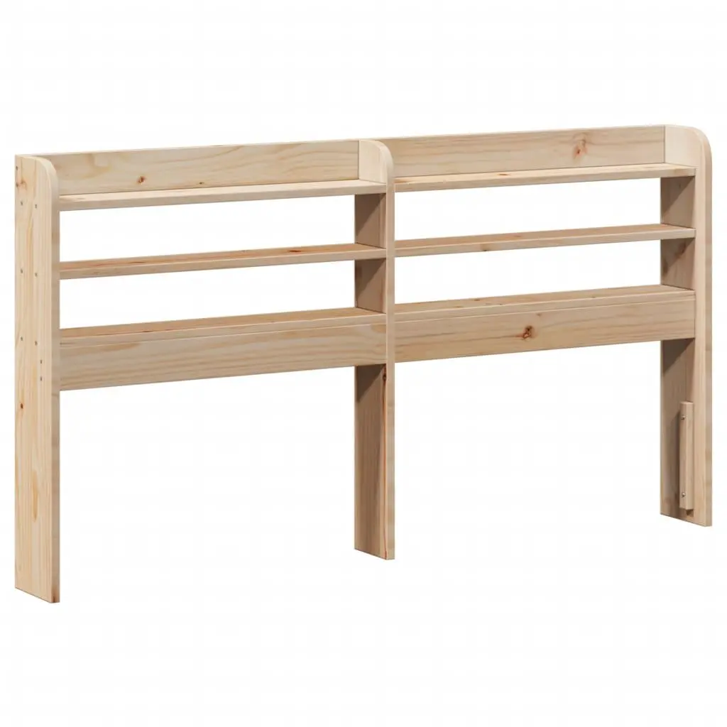 Bed Frame Solid Pine Wood 150x200 cm with Storage Headboard Brown