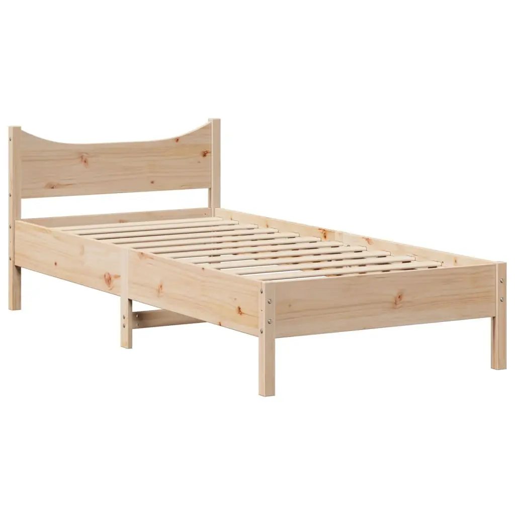 Bed Frame 90x200 cm with Headboard Storage Shelves Solid Pine Wood Bedroom