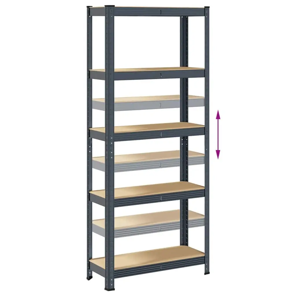 5-Layer Steel Frame Engineered Wood Storage Shelves Anthracite 75 x 30 x 150 cm