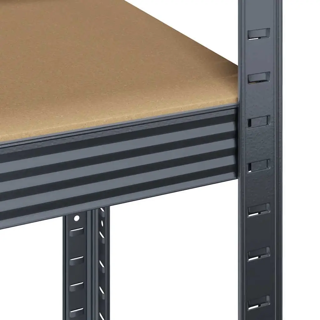 5 Tier Storage Shelves Adjustable Height Steel Frame Engineered Wood Anthracite 4 Piece