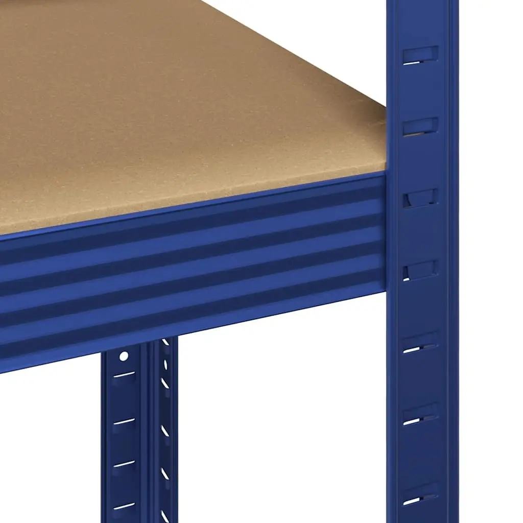 4PieceSetIndustrialStorageShelvesHeavyDutySteelEngineeredWoodBlue5LayerGarage